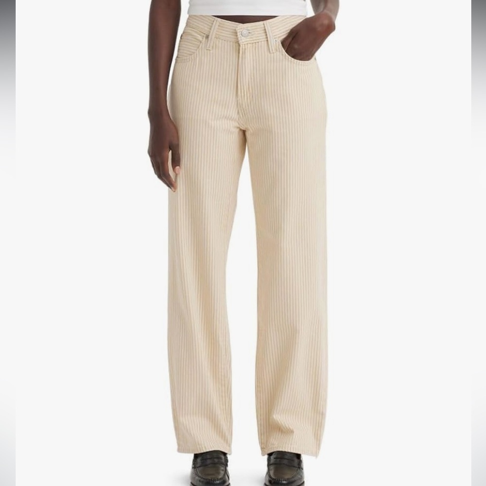 Levi’s ‘94 Baggy Lines in the Sand Cream and White Stripe Straight Leg Jeans
